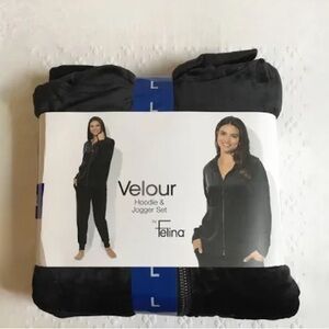 Felina Black Velour Hoodie & Jogger Set